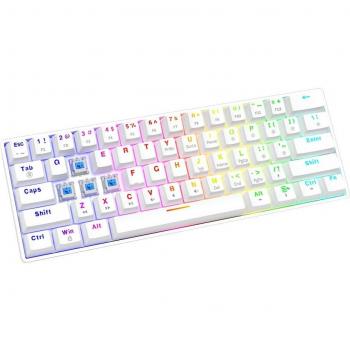 Teclado mecánico Savio Whiteout X2 con switches Outemu Azul, hot swap, conexión USB, diseño QWERTY en inglés y color blanco