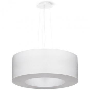 Lámpara Colgante Saturno 50cm Blanca E27 Acero con Pantalla de Tela para 5 Bombillas LED Suspensión Ajustable hasta 112cm