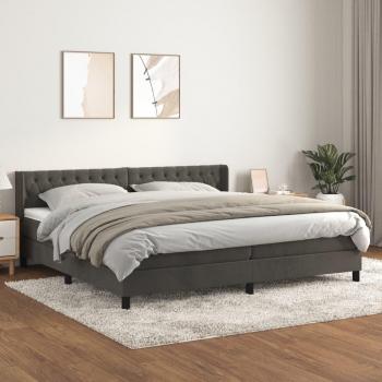 Cama box spring suave con colchón gris oscuro 200x200 cm de terciopelo