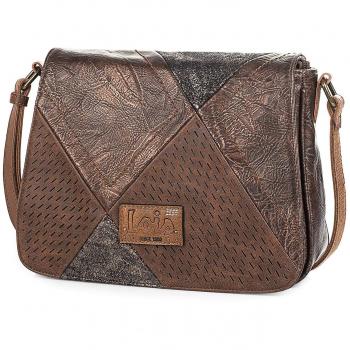 Lois - 96415 Bolso Bandolera Ajustable para Mujer. Cierre con Solapa y Cremallera. Bolsillo Exterior detrás. Piel sintética Polipiel, Color Marron
