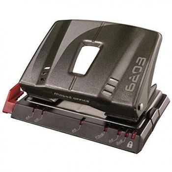 Maped - Perforadora de Papel - Advanced Metal 2 Agujeros para 20/25 Hojas - Agujereador de Papel Metálico - Regleta Ultra Legible - Tapa para Vaciar Confetis - Rápida y Precisa - Color Negro