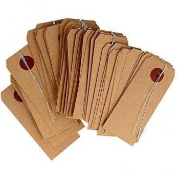 Etiquetas Papel Kraft 9x4 cm con Hilo de Alambre - 50 Unidades