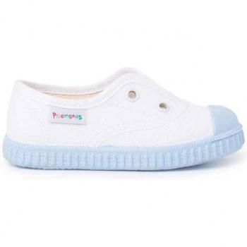 Zapatillas de lona blancas sin cordones con suela a contraste
