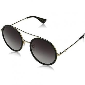 Gucci Gold Frame Grey Lens Sunglasses, Female, Yellow, Size: 56 MM