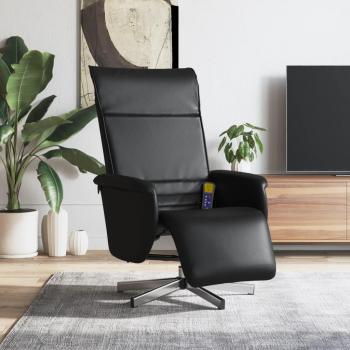 Sillón reclinable de masaje con reposapiés de cuero sintético en colores marrón, gris y capuchino - Sillón cómodo para dormitorio, silla relax, sillón sofá