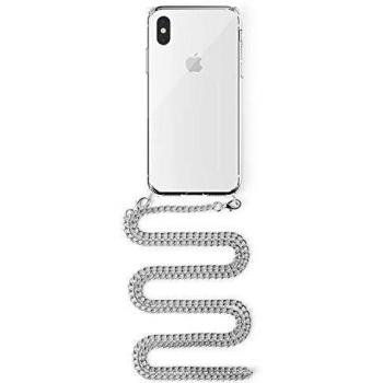 DAM.Carcasa Transparente iPhone XS MAX con Colgante Cadena metálica. Accesorio de Moda, Ajuste máxima protección. Unica.16x0,8x7,9 cm. Color: Transparente Plata.