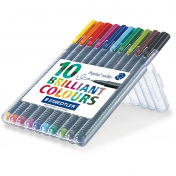 Staedtler Triplus Roller 403 SB10 Triangular Rollerball Desktop Box - Assorted Colours