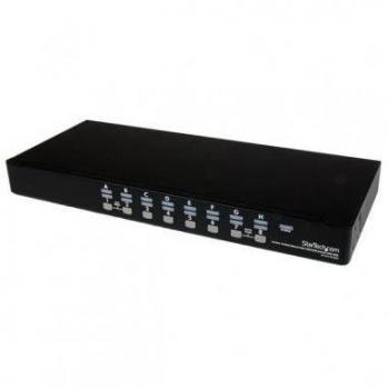 StarTech.com 16 Port 1U Rackmount USB KVM Switch Kit with OSD and Cables, 1920 x 1440 pixels, Black