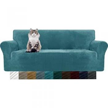 MAXIJIN Fundas de sofá de Terciopelo Grueso, 3 plazas, Antideslizante, elástico, para Perros, Gato, 3 Pieza, Protector elástico para Muebles, Fundas de Felpa para sofá