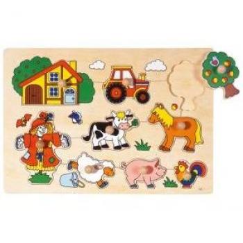 Puzzle de Madera Encajable Granja VI - 9 Piezas para Niños a Partir de 2 Años, 30x21 cm
