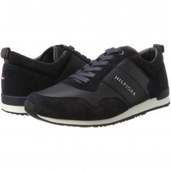 Tommy Hilfiger Iconic Leather Suede Mix Runner, Zapatillas Hombre, Azul