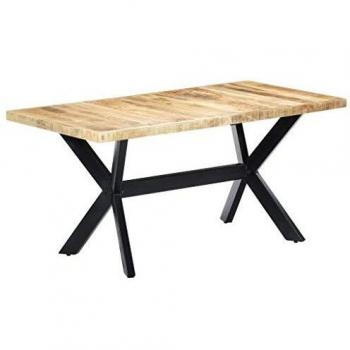 vidaXL Dining Table 160x80x75 cm Solid Rough Mango Wood
