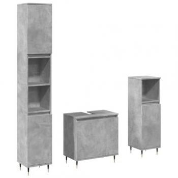 Set de muebles de baño 2 piezas madera contrachapada gris hormigón