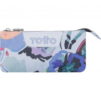 Estuche escolar tres compartimentos lienzo floral Totto