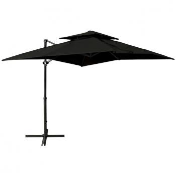 Sombrilla jardín voladiza con cubierta doble negro 250x250 cm