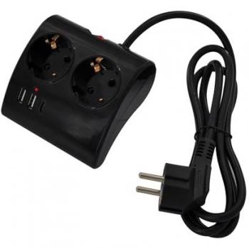 Regleta Ewent 3 Salidas AC, 2 Puertos USB-A y 1 Puerto USB-C, Interruptor ON/OFF, Cable de 1.5 m, Protección contra Sobrecarga, Color Negro