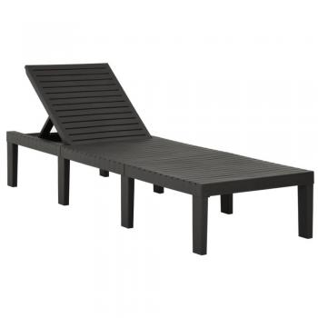 vidaXL Sun Lounger Plastic Anthracite - Characteristics: Outdoor sun lounger, made of durable plastic, weather-resistant, adjustable backrest, lightweight design for easy movement, modern anthracite color