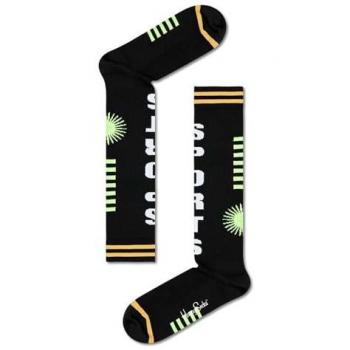 Calcetines Deportivos Negros Altos para la Rodilla - Happy Socks, Talla 41-46, Suave Tejido Deportivo Unisex