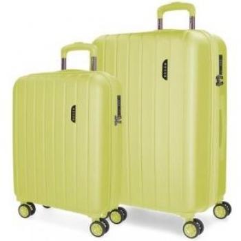 Conjunto de maletas Movom Wood 55-65cm en tonos verde y amarillo