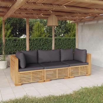 vidaXL 3-Piece Garden Lounge Set with Cushions in Solid Teak Wood