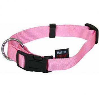 Collar de perro ajustable de nylon rosa Martin Sellier 16 mm x 30-45 cm