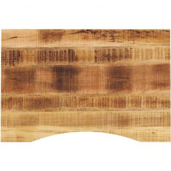Tablero de escritorio con curva de madera de mango rugosa, dimensiones 90x60x2,5 cm, color marrón