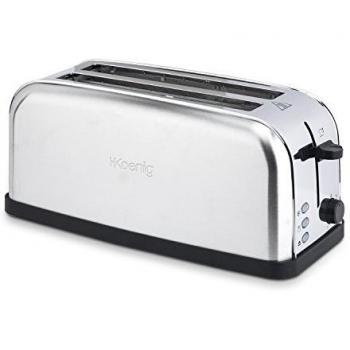 H.Koenig Baguettes Tos28 Tostadora Pan 2 Ranuras Largas Y Anchas, 1500 W, Acero Inoxidable, plástico, 4