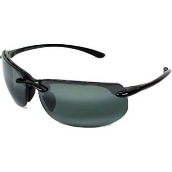 Maui Jim Banyans Polarized Rimless Sunglasses - 412-02, Gloss Black/Neutral Grey, Male, Size: 70 MM, Includes Original Case