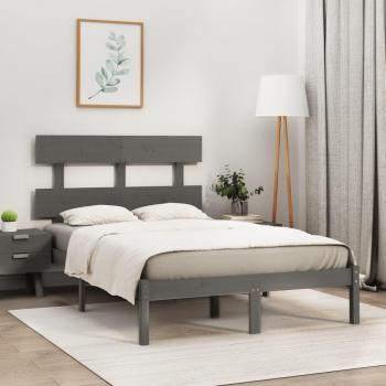 Estructura de cama doble madera maciza gris 135x190 cm