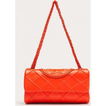 Tory Burch Red Small Fleming Soft Leather Shoulder Bag