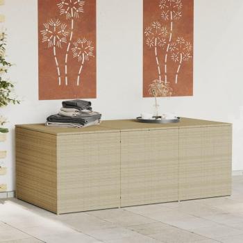 Beige 984L Poly Rattan Garden Storage Box