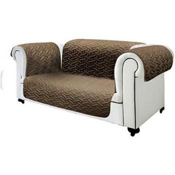 Funda de Sofá 2 Plazas Reversible Impermeable Bicolor (Marrón/Beige) Protección contra Líquidos, Polvo y Pelo de Animales