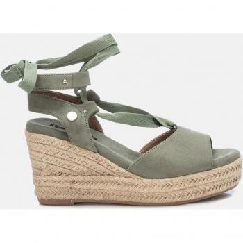 Refresh Sandalia Mujer Antelina Cintas Tobillo Cuña 9cm Kaki