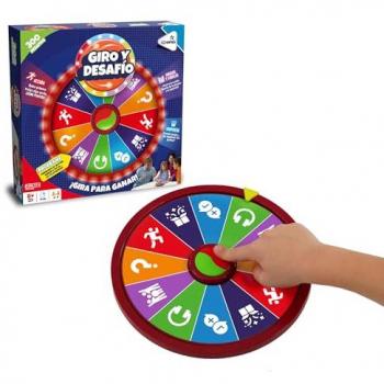 Famosa Juego de Mesa Twist And Challenge - Juego de mesa familiar, incluye más de 300 retos, ruleta para girar, 4 categorías de cartas, dirigido por un Game Master, versión en español