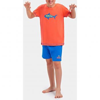 Pijama de manga corta coral-azul Munich para niño con cuello redondo DH1450
