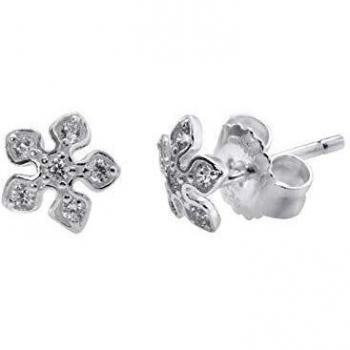 VIDAL & VIDAL Pendientes Plata flor con Circonitas