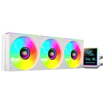 Refrigeración Líquida AIO Mars Gaming ML-LCDPRO360, 600W TDP, Pantalla LCD 2,8, Bomba 4ª Gen, 3 Ventiladores ARGB 120mm, Blanco