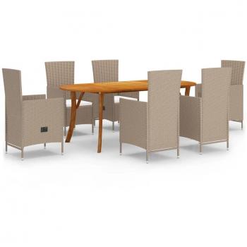 Beige 7-Piece Outdoor Dining Set