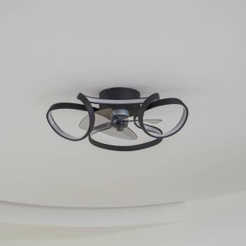 Ventilador de Techo LED Lomata, Negro, Silencioso, Ø 23 cm