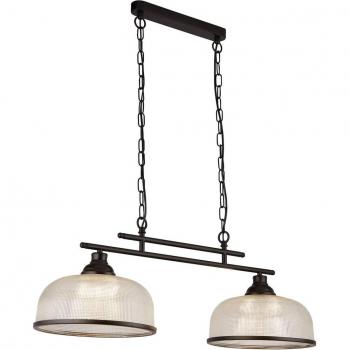 Lámpara colgante Bistro 2 luces, negro, vidrio estilo holofan