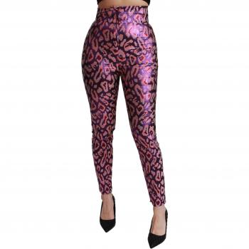 Dolce & Gabbana Multicolor Patterned Cropped High Waist Pants - IT40|S, Leggings, female, Multicolor, Size: XS Logo Detail High Waist Silk Pants