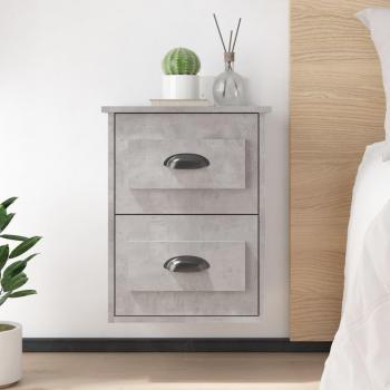 Mesita de noche de pared 2 piezas hormigón gris 41,5x36x53 cm
