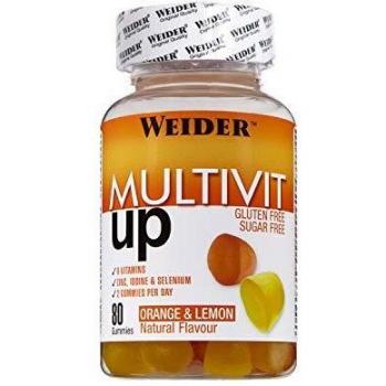 Joe Weider Victory Multivit Up 80 gummies, Sabor naranja y limón, Sin azúcares y sin gluten, Gominolas de vitaminas y minerales