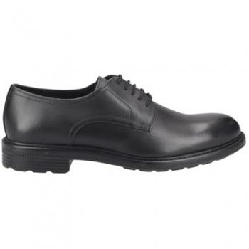 Geox U Walk Pleasure Men's Casual Derby Shoes in Black with Decorative Stitching