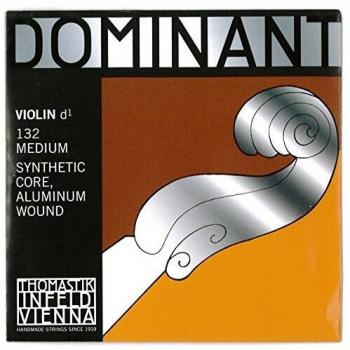 Thomastik Cuerda suelta para 4/4 violín Dominant - cuerda Re núcleo de plástico, entorchado de aluminio, mediana
