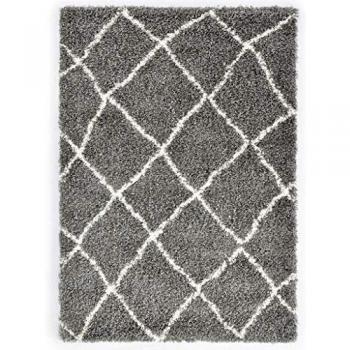 vidaXL Alfombra Bereber Peluda PP Beige y Gris 120x170cm Decoración Casa Hogar Flequillos Hechos a Mano Tradicional Moderna Elegante Suave Duradera