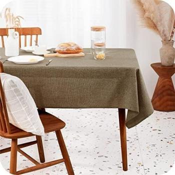 UMI. by Amazon Manteles Antimanchas Mesa Rectancular de Efecto Lino 150x240cm Caqui
