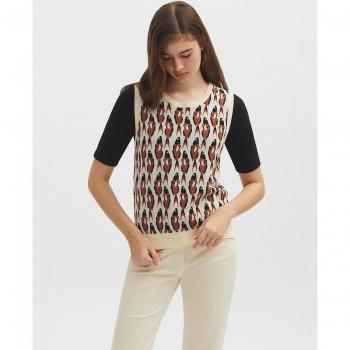 Nice Things Chaleco Mujer Jacquard Peces