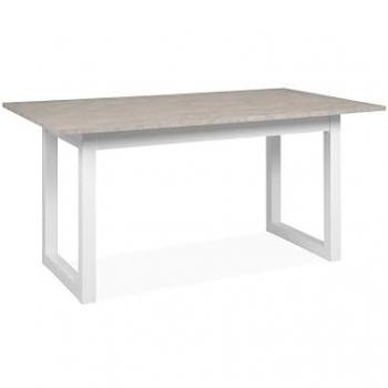 Mesa de comedor extensible Houston - efecto travertino y blanco - 160-200 cm - para 8 a 10 personas