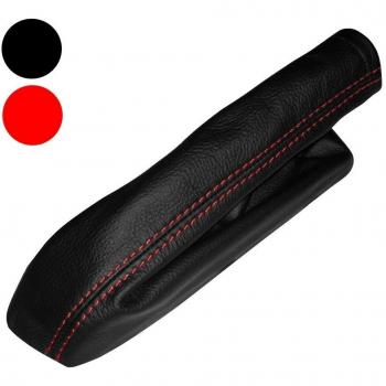 AERZETIX: Funda para freno de mano 100 % Piel Genuina negro Costuras de color rojo
